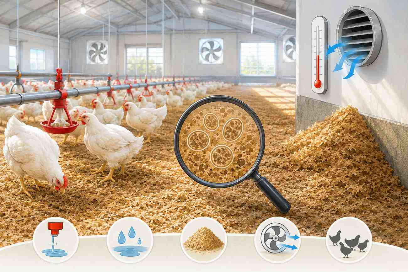 با خنک شدن هوا خطر کوکسیدیوز چه تغییری می کند؟ نگاهی به بستر، رطوبت و مدیریت سالن